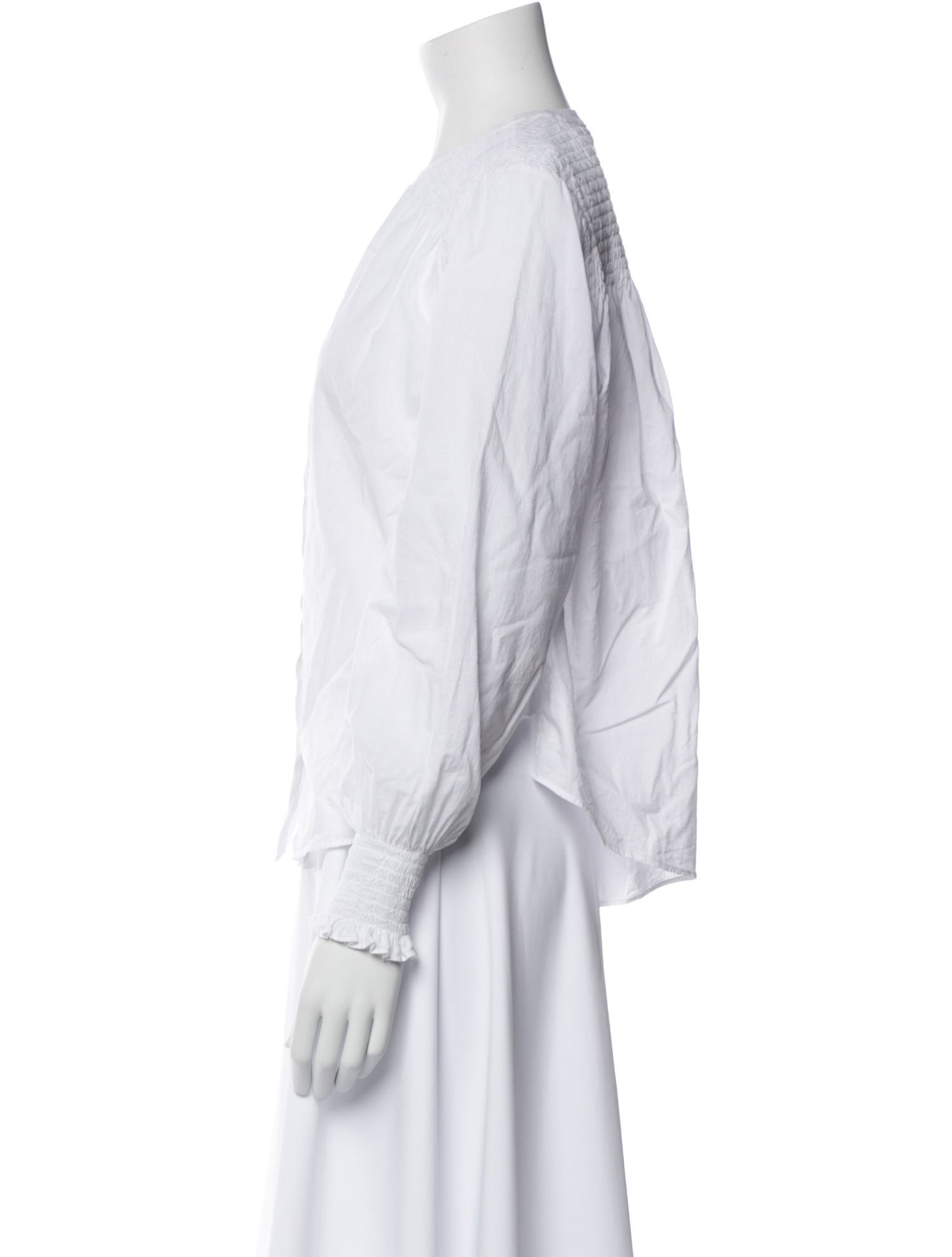 Veronica Beard Crew Neck Long Sleeve Button-Up Top