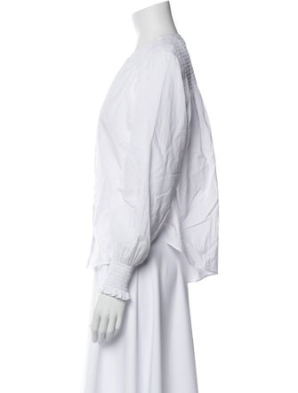 Veronica Beard Crew Neck Long Sleeve Button-Up Top