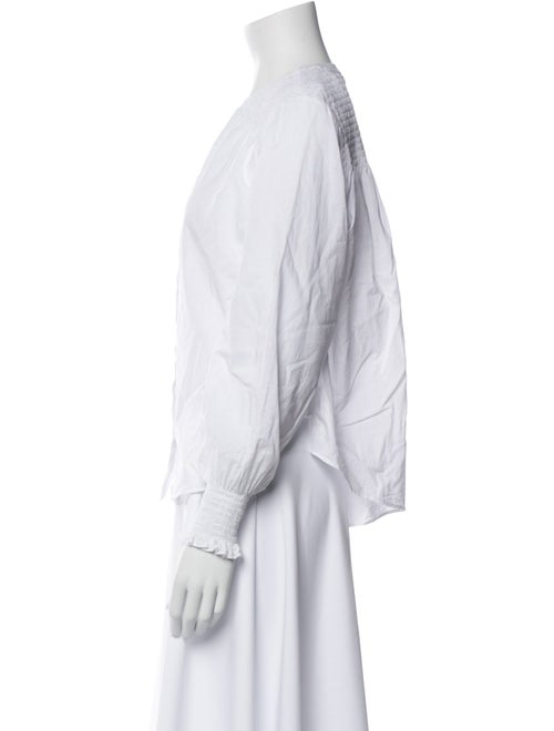 Veronica Beard Crew Neck Long Sleeve Button-Up Top