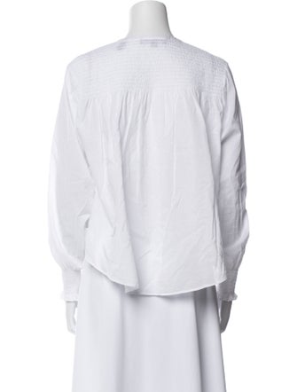 Veronica Beard Crew Neck Long Sleeve Button-Up Top