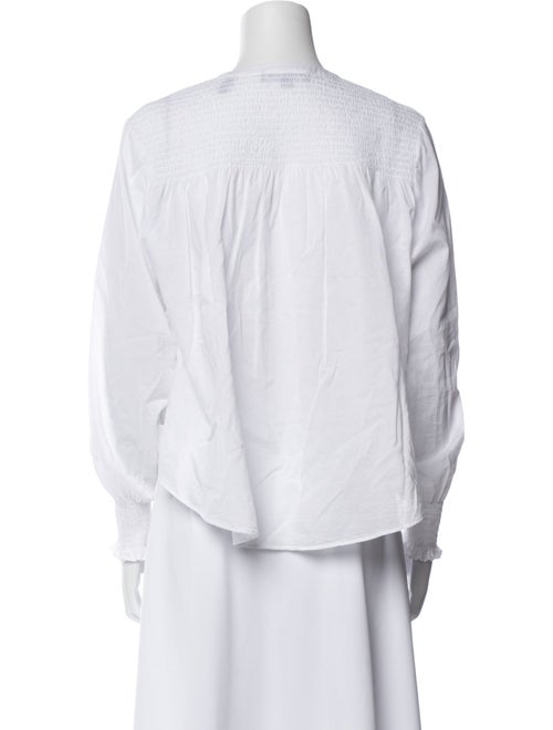 Veronica Beard Crew Neck Long Sleeve Button-Up Top