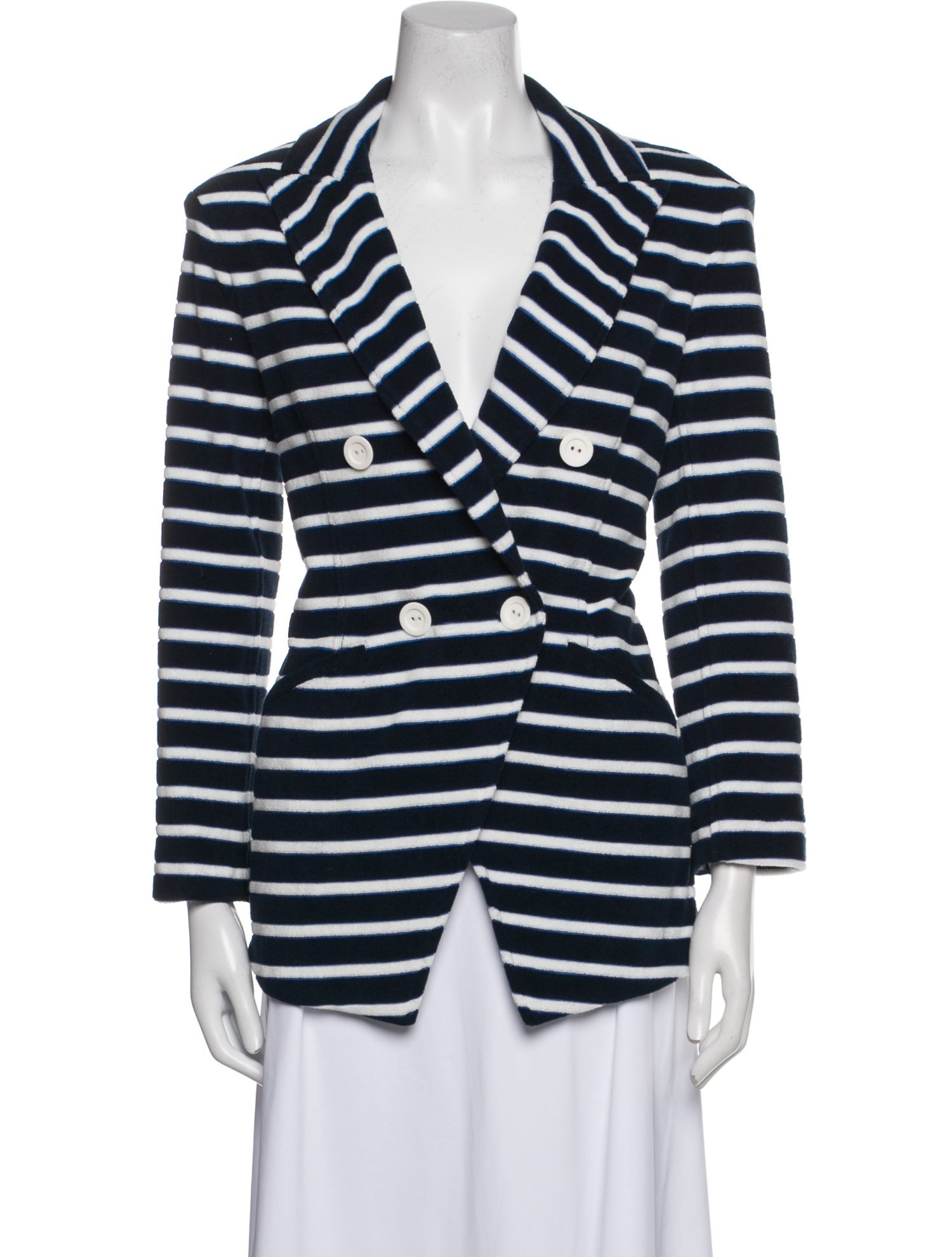 Veronica Beard Striped V-Neck Button-Up Top w/ Tags