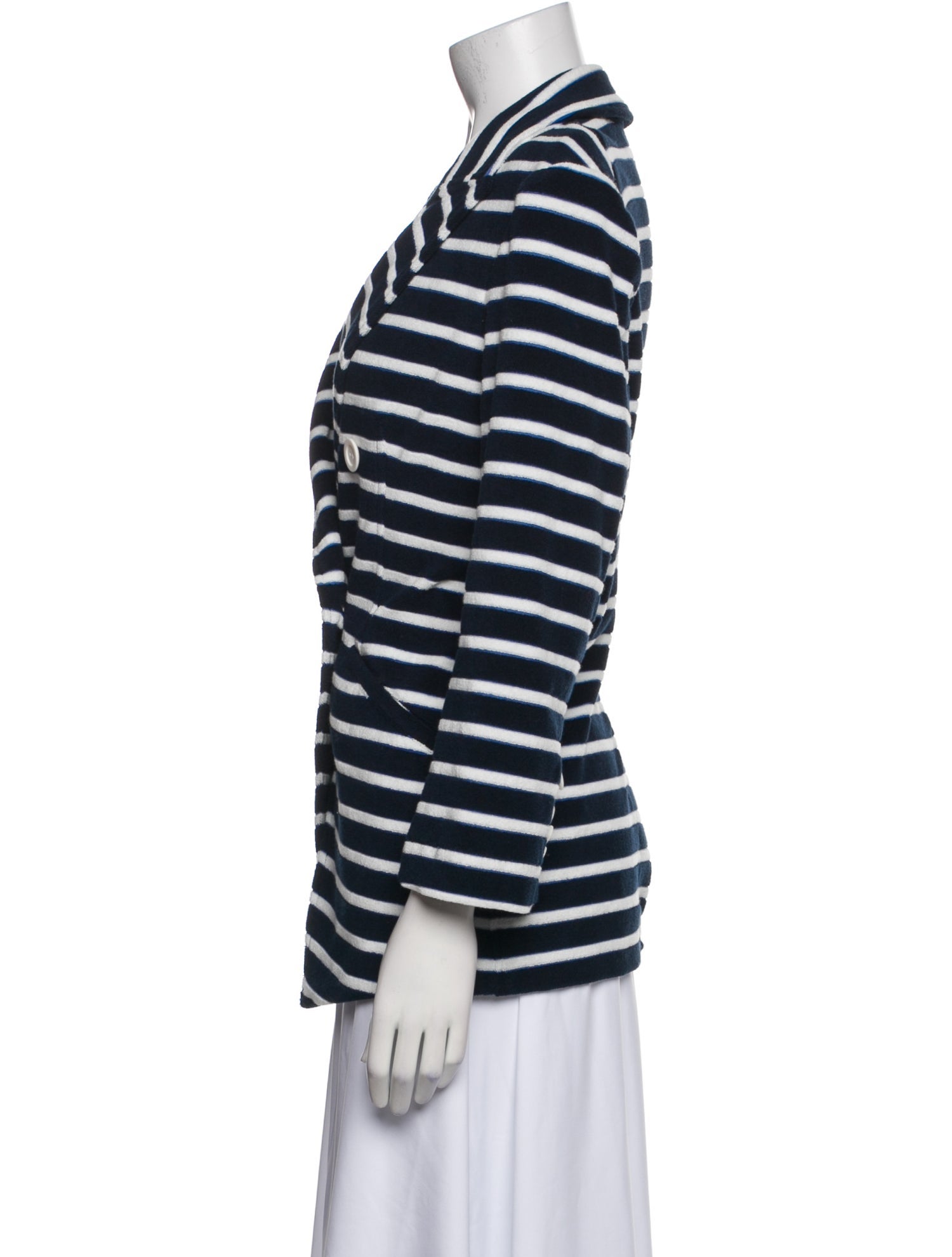 Veronica Beard Striped V-Neck Button-Up Top w/ Tags