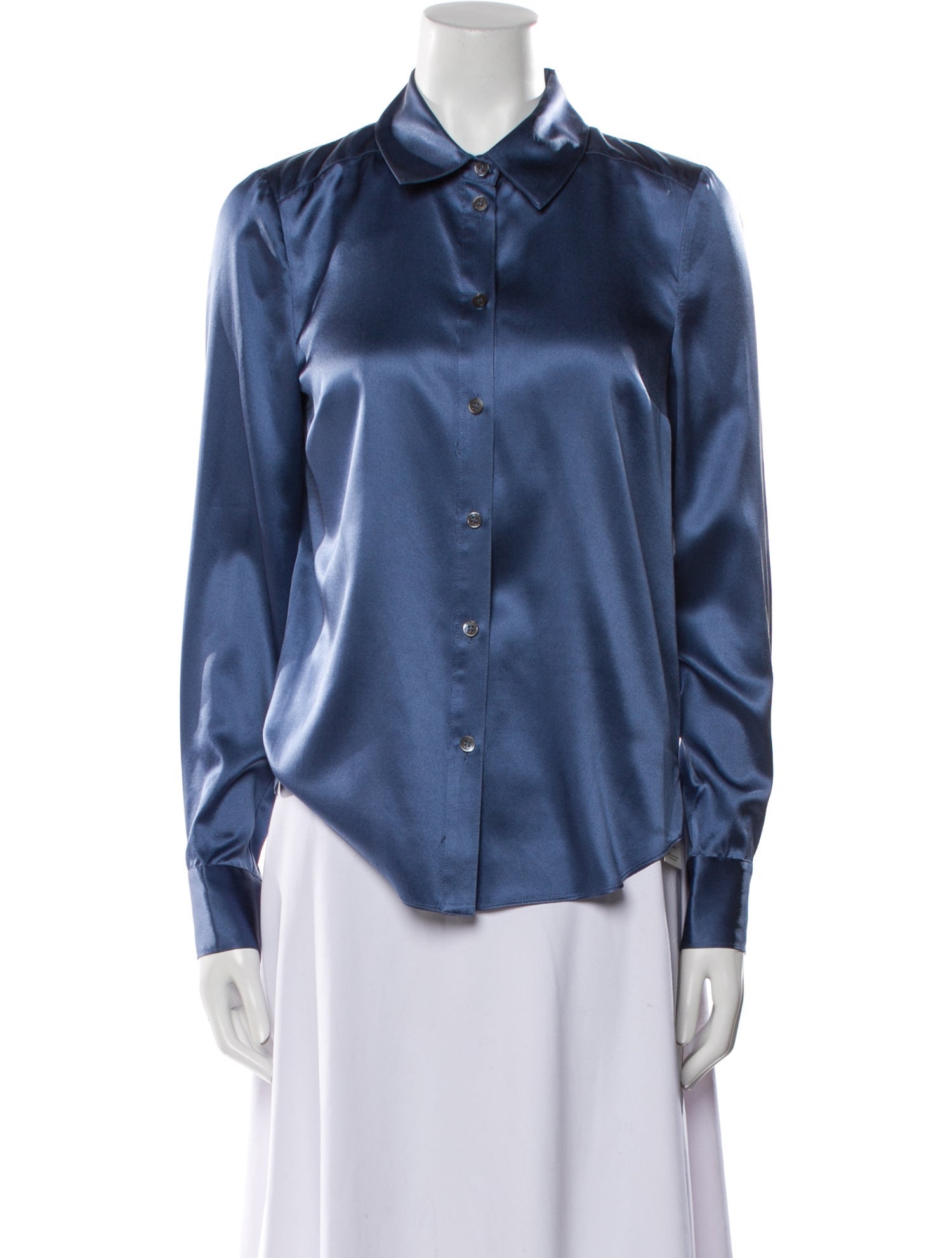 Veronica Beard Silk Long Sleeve Button-Up Top