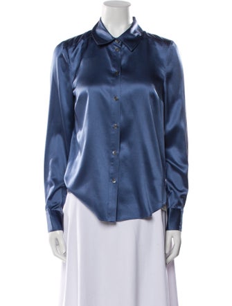 Veronica Beard Silk Long Sleeve Button-Up Top