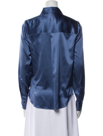 Veronica Beard Silk Long Sleeve Button-Up Top