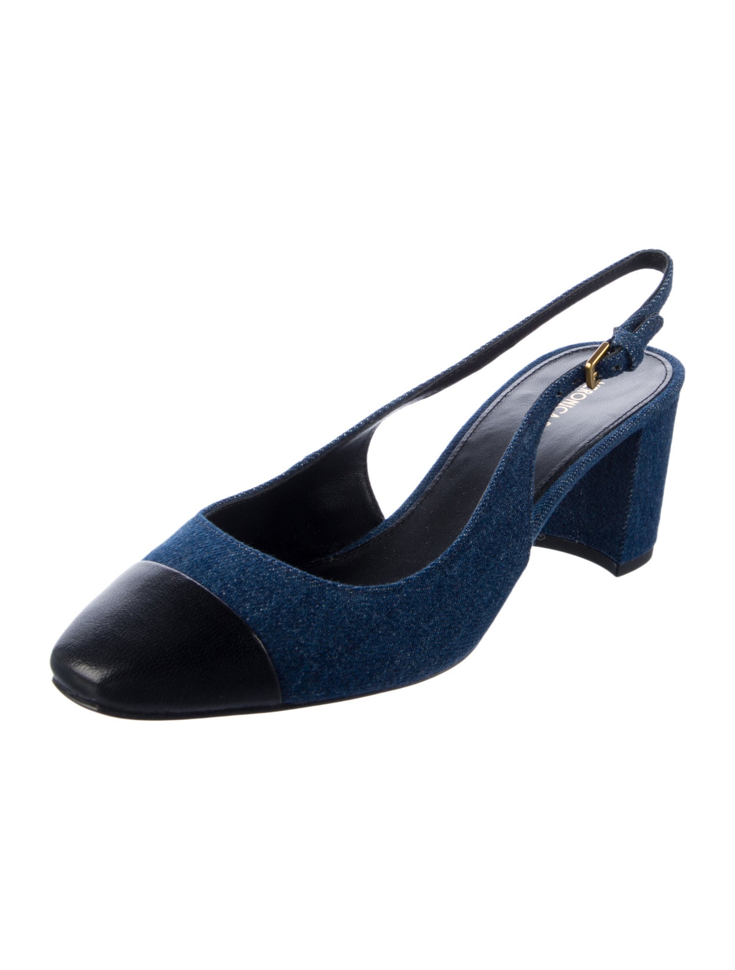 Veronica Beard Denim Colorblock Pattern Slingback Pumps w/ Tags