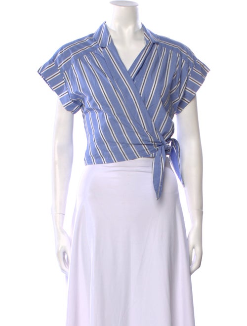 Veronica Beard Striped V-Neck Crop Top