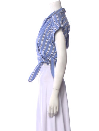 Veronica Beard Striped V-Neck Crop Top