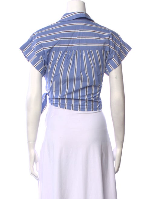 Veronica Beard Striped V-Neck Crop Top