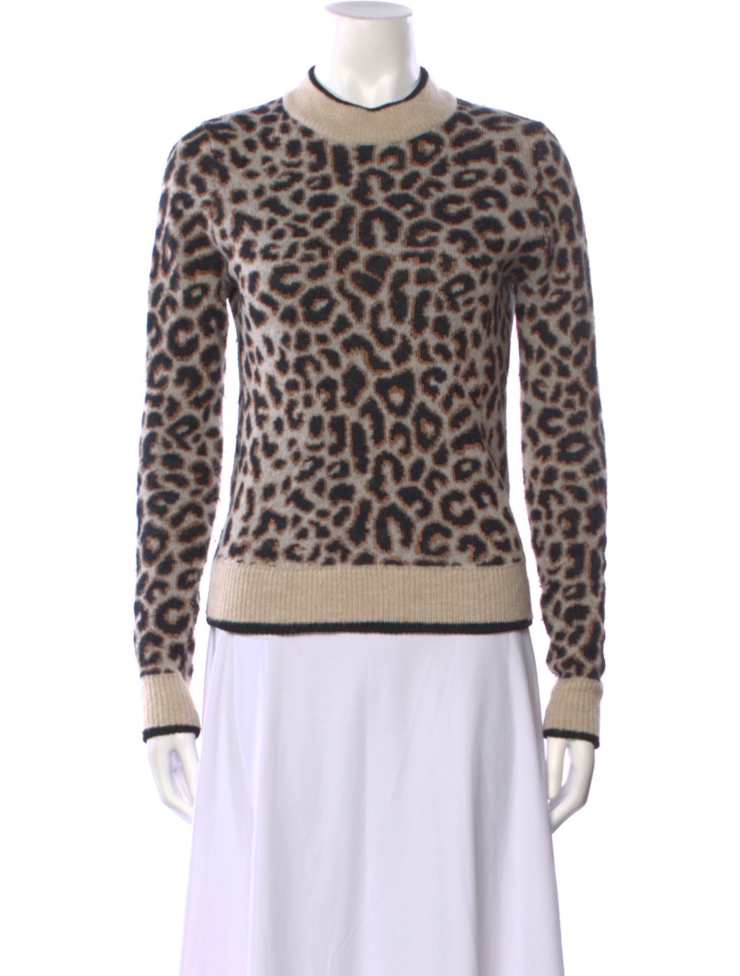 Veronica Beard Animal Print Crew Neck Sweater