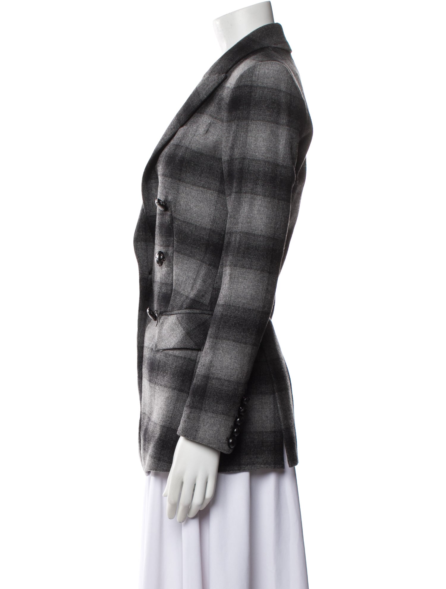 Veronica Beard Wool Plaid Print Blazer