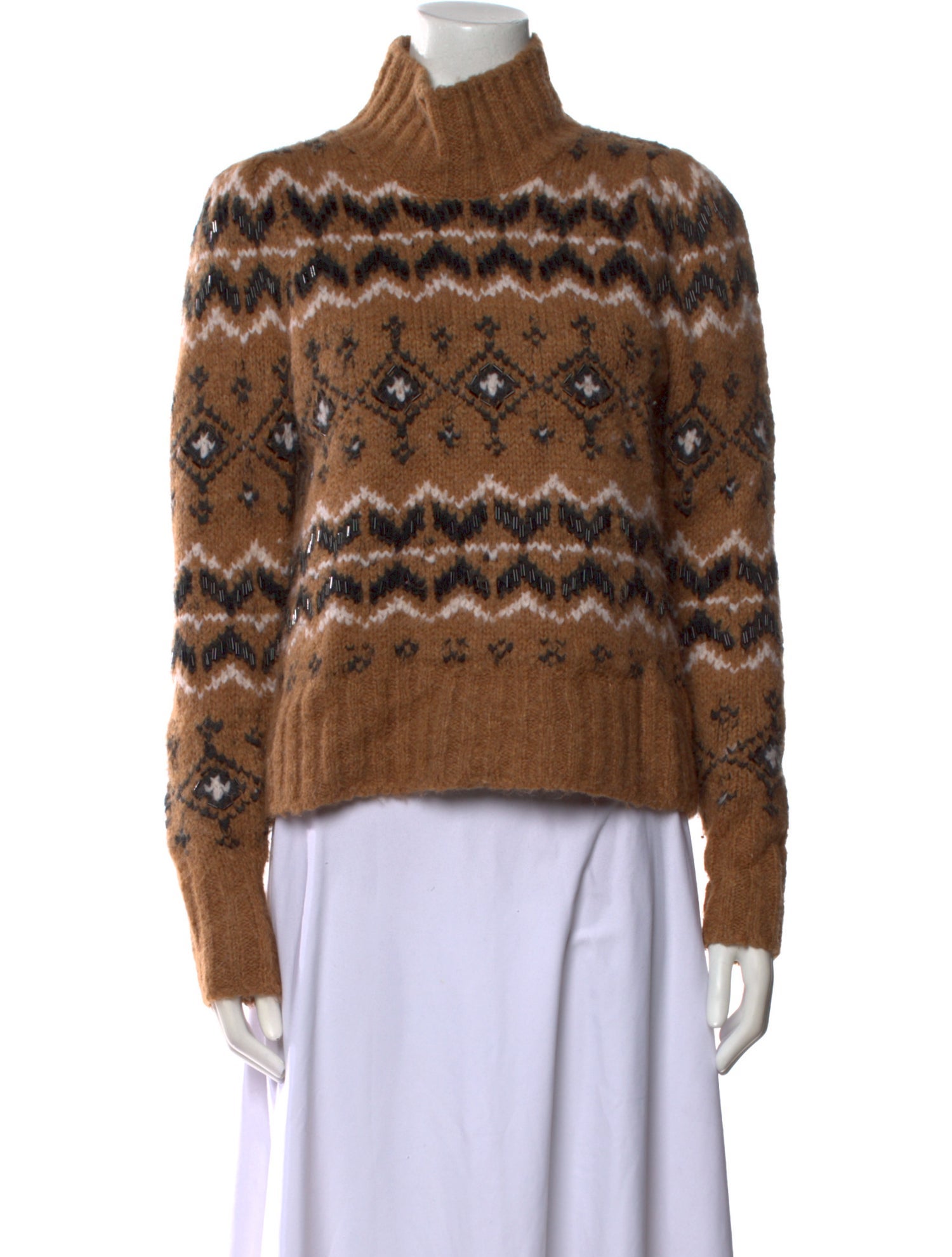 Veronica Beard Printed Turtleneck Sweater