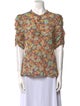 Veronica Beard Floral Print Crew Neck Blouse
