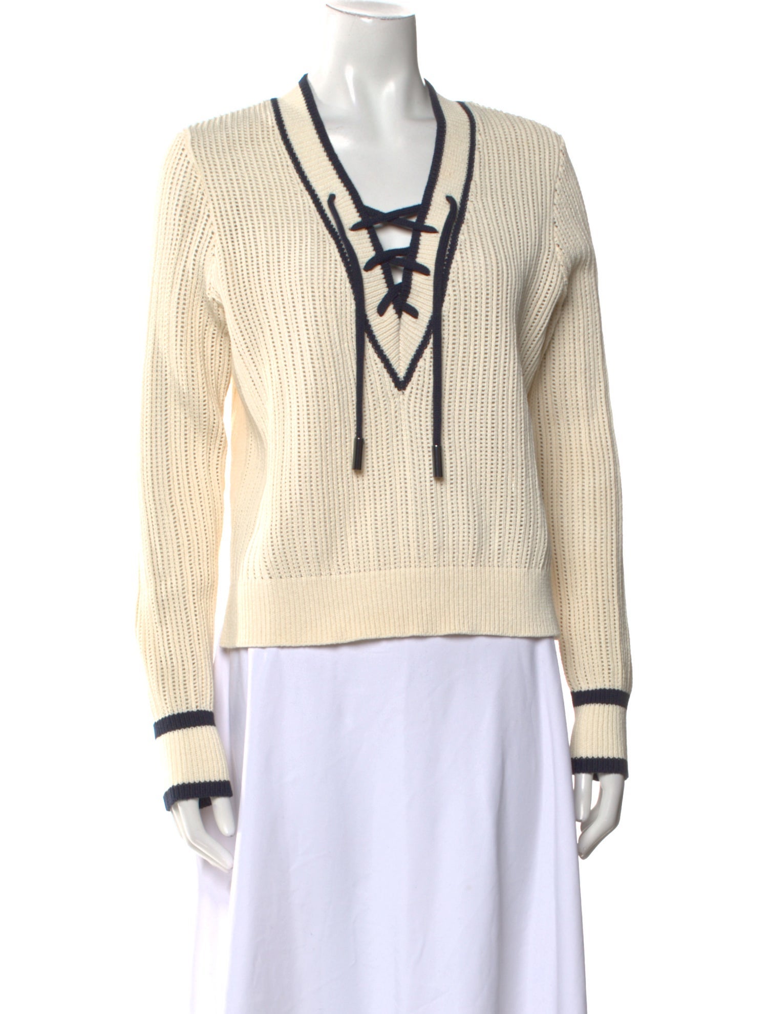 Veronica Beard Striped V-Neck Sweater