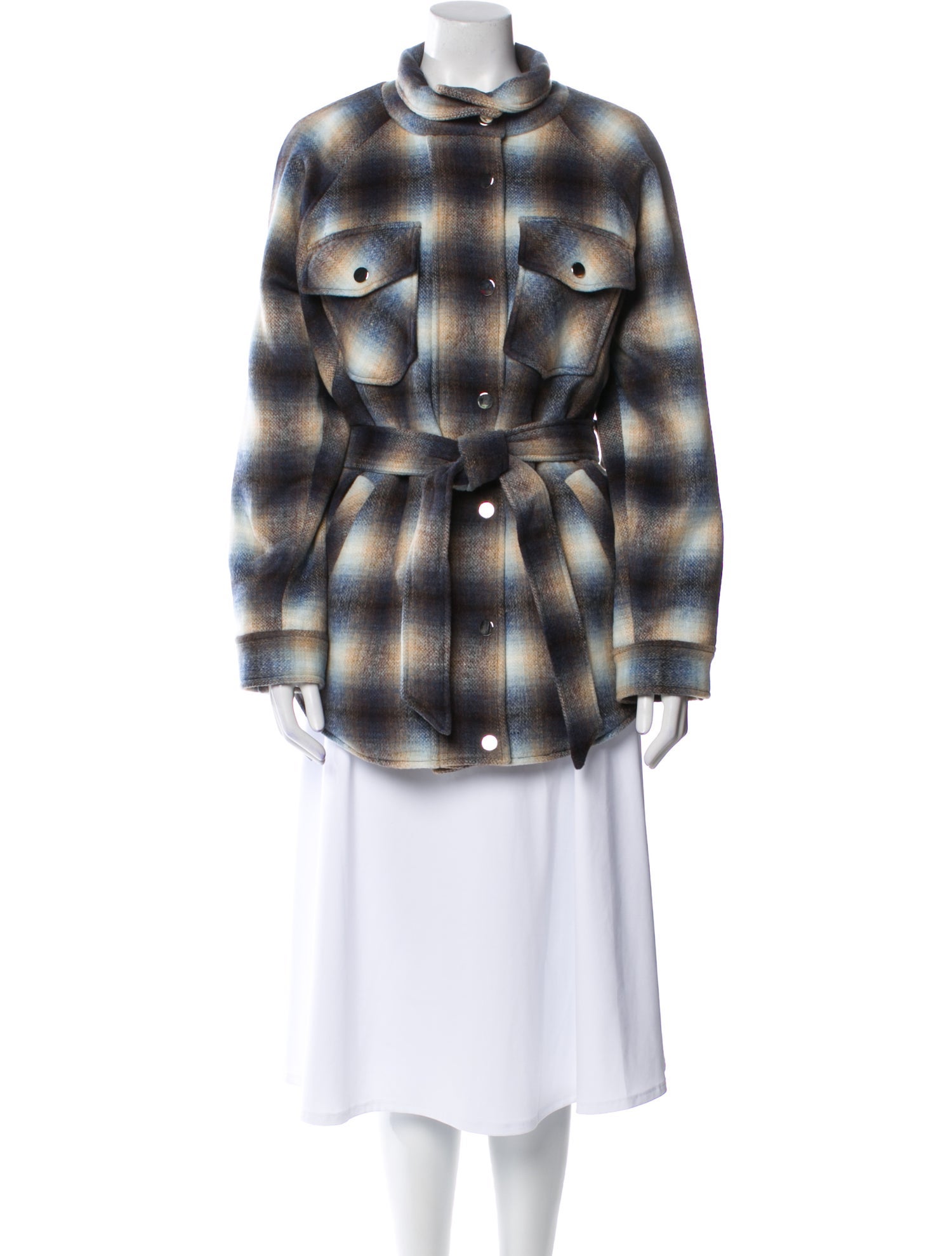 Veronica Beard Plaid Print Peacoat