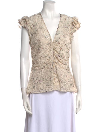 Veronica Beard Printed V-Neck Top