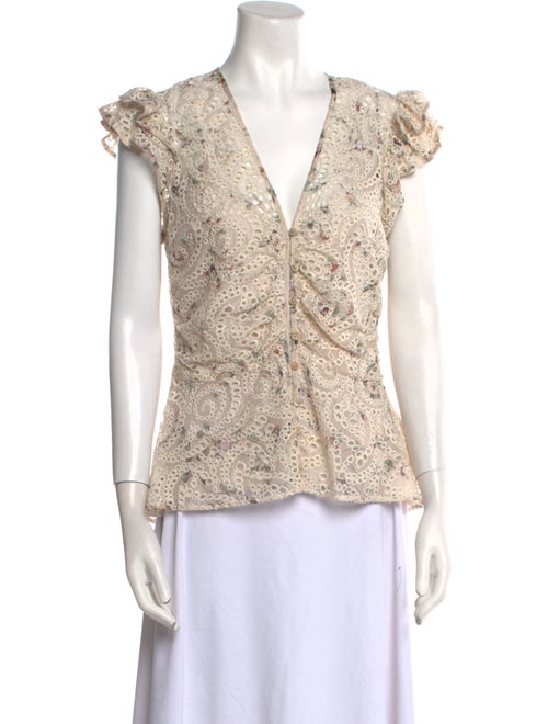 Veronica Beard Printed V-Neck Top