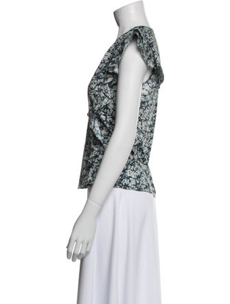 Veronica Beard Floral Print V-Neck Blouse