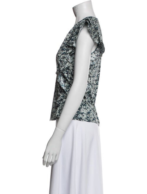 Veronica Beard Floral Print V-Neck Blouse