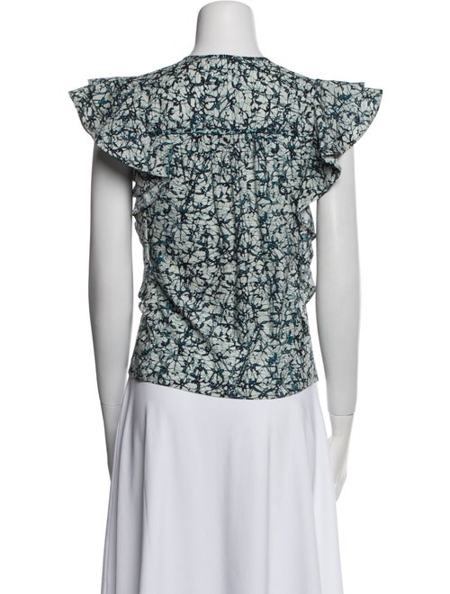 Veronica Beard Floral Print V-Neck Blouse