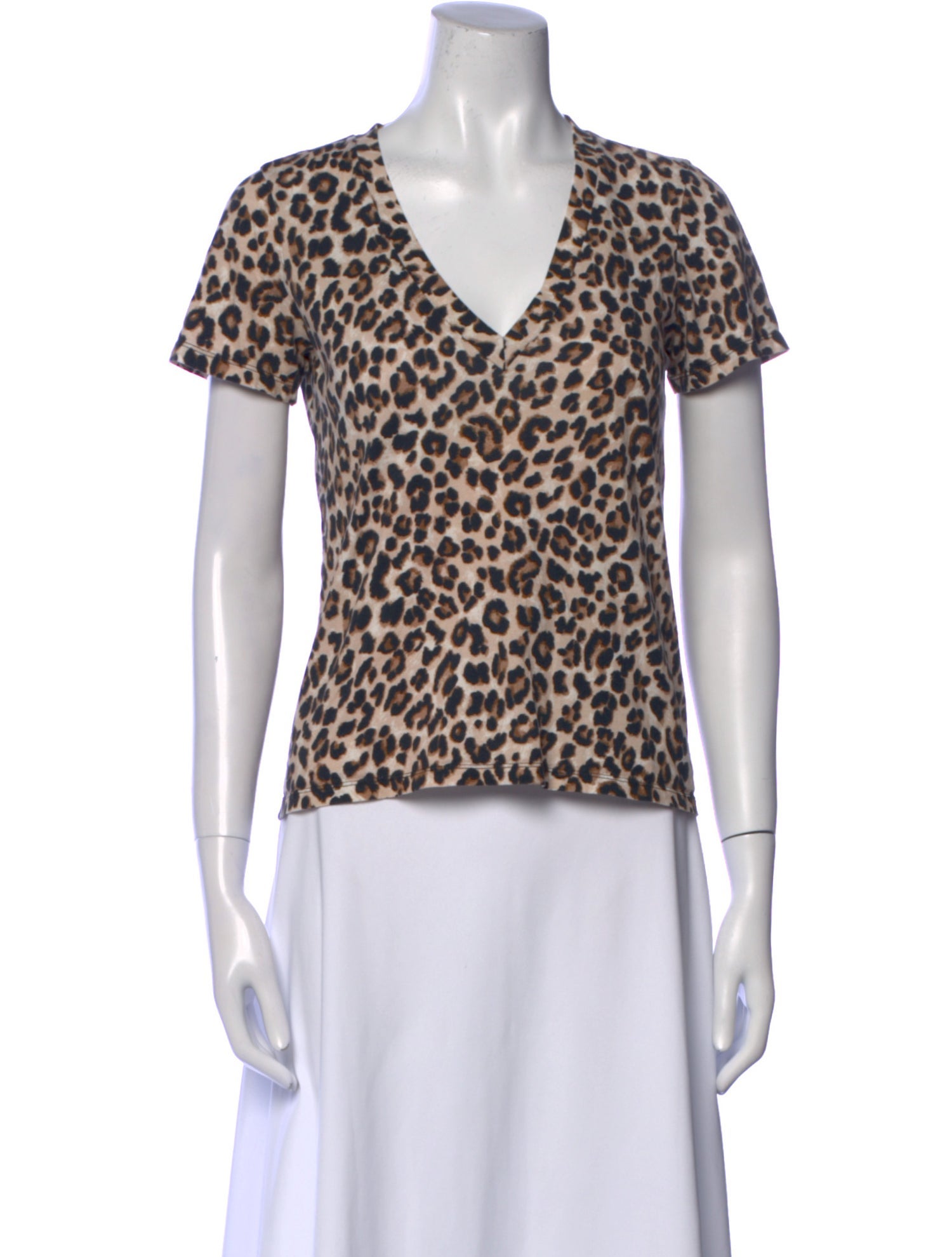 Veronica Beard Animal Print V-Neck T-Shirt