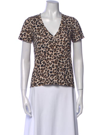 Veronica Beard Animal Print V-Neck T-Shirt