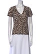 Veronica Beard Animal Print V-Neck T-Shirt