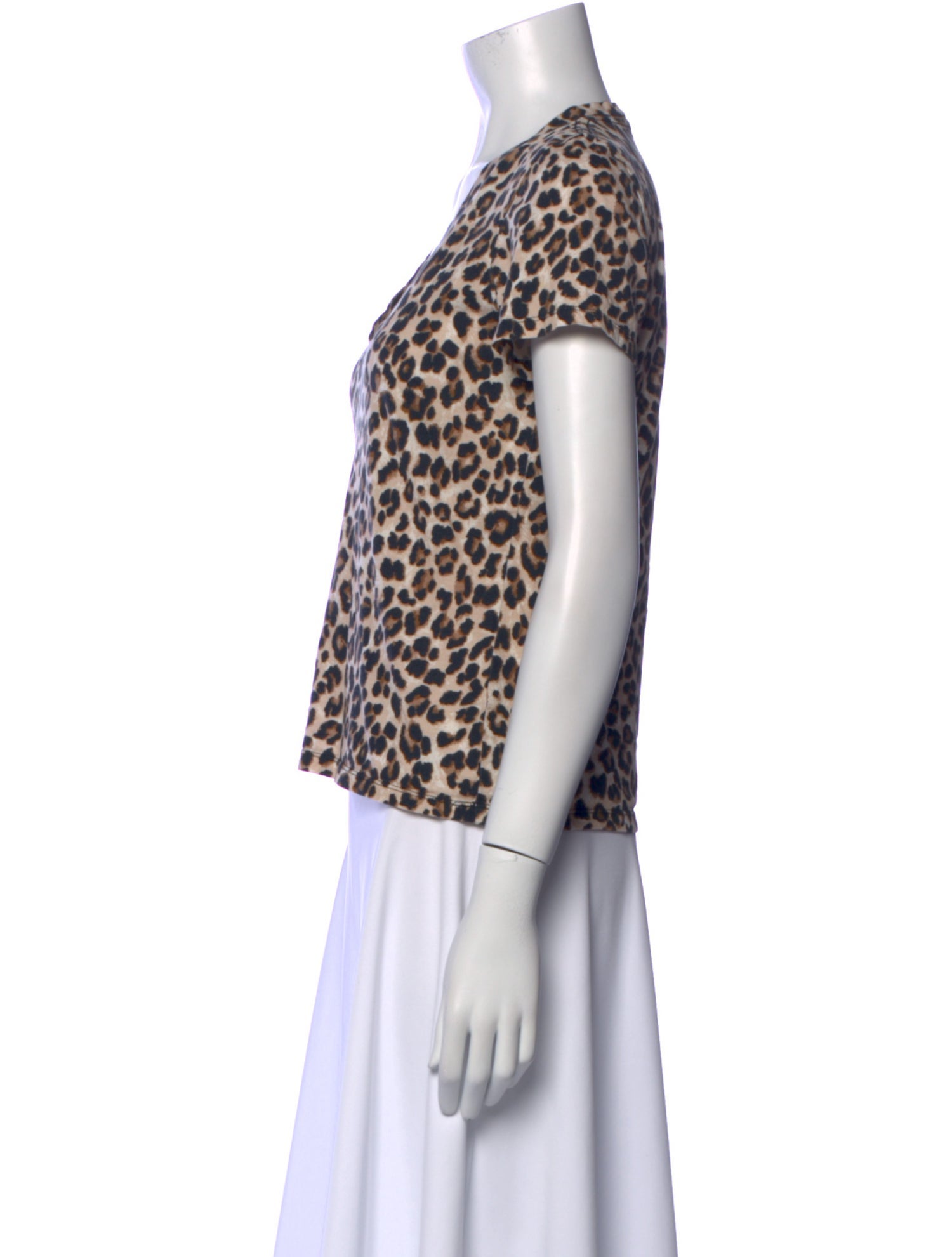 Veronica Beard Animal Print V-Neck T-Shirt