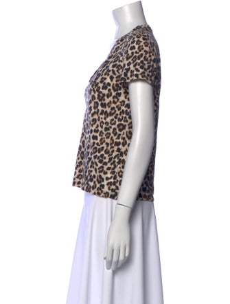 Veronica Beard Animal Print V-Neck T-Shirt