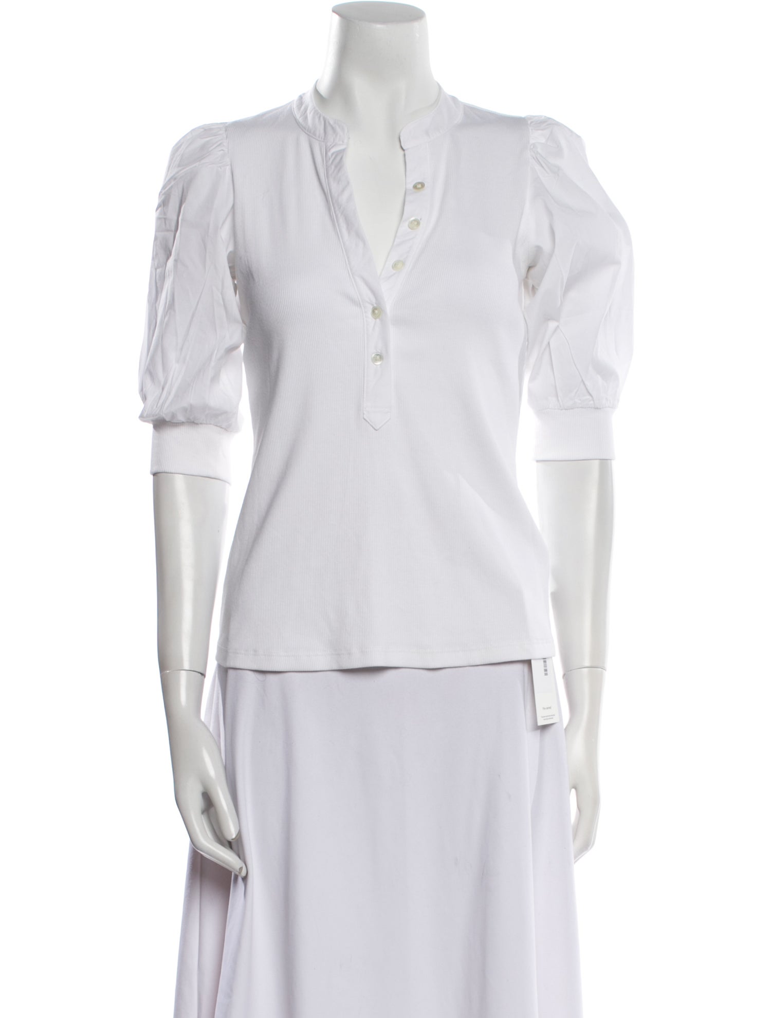 Veronica Beard V-Neck Three-Quarter Sleeve Polo