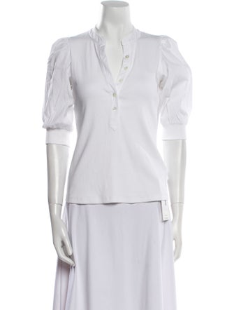 Veronica Beard V-Neck Three-Quarter Sleeve Polo