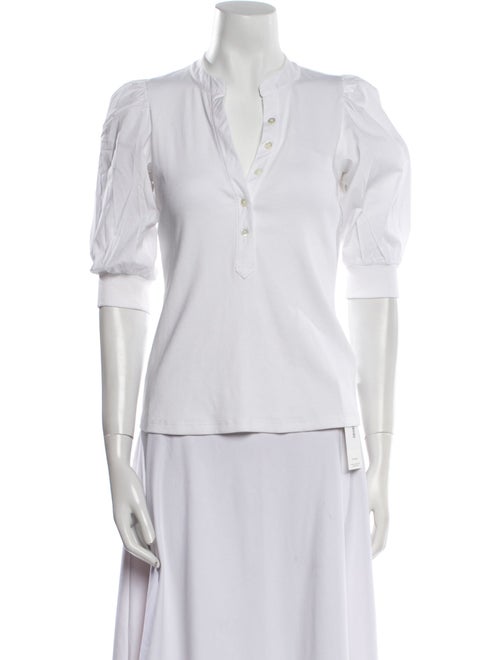 Veronica Beard V-Neck Three-Quarter Sleeve Polo