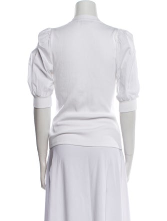 Veronica Beard V-Neck Three-Quarter Sleeve Polo