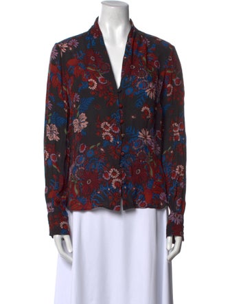 Veronica Beard Silk Floral Print Blouse