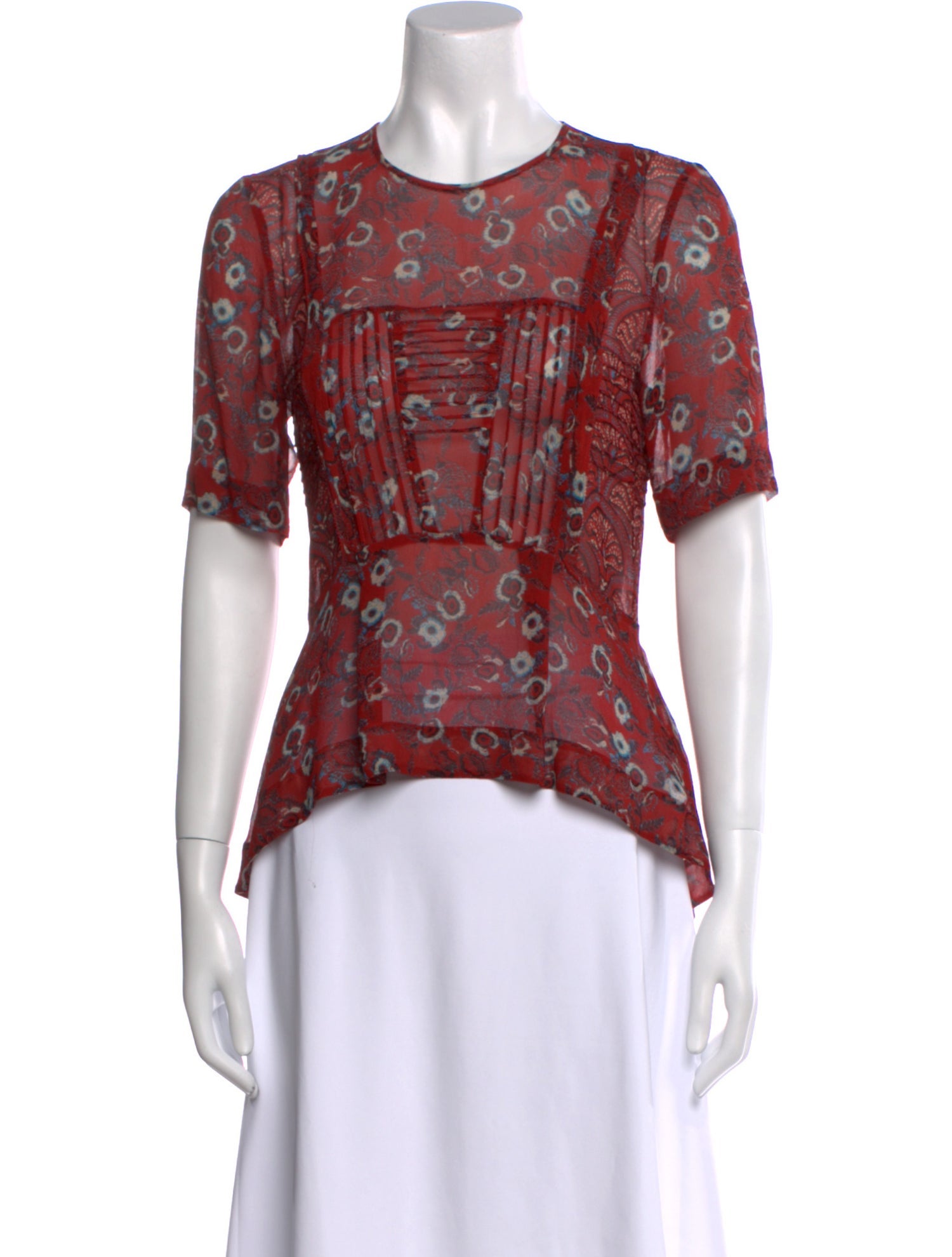 Veronica Beard Silk Floral Print T-Shirt