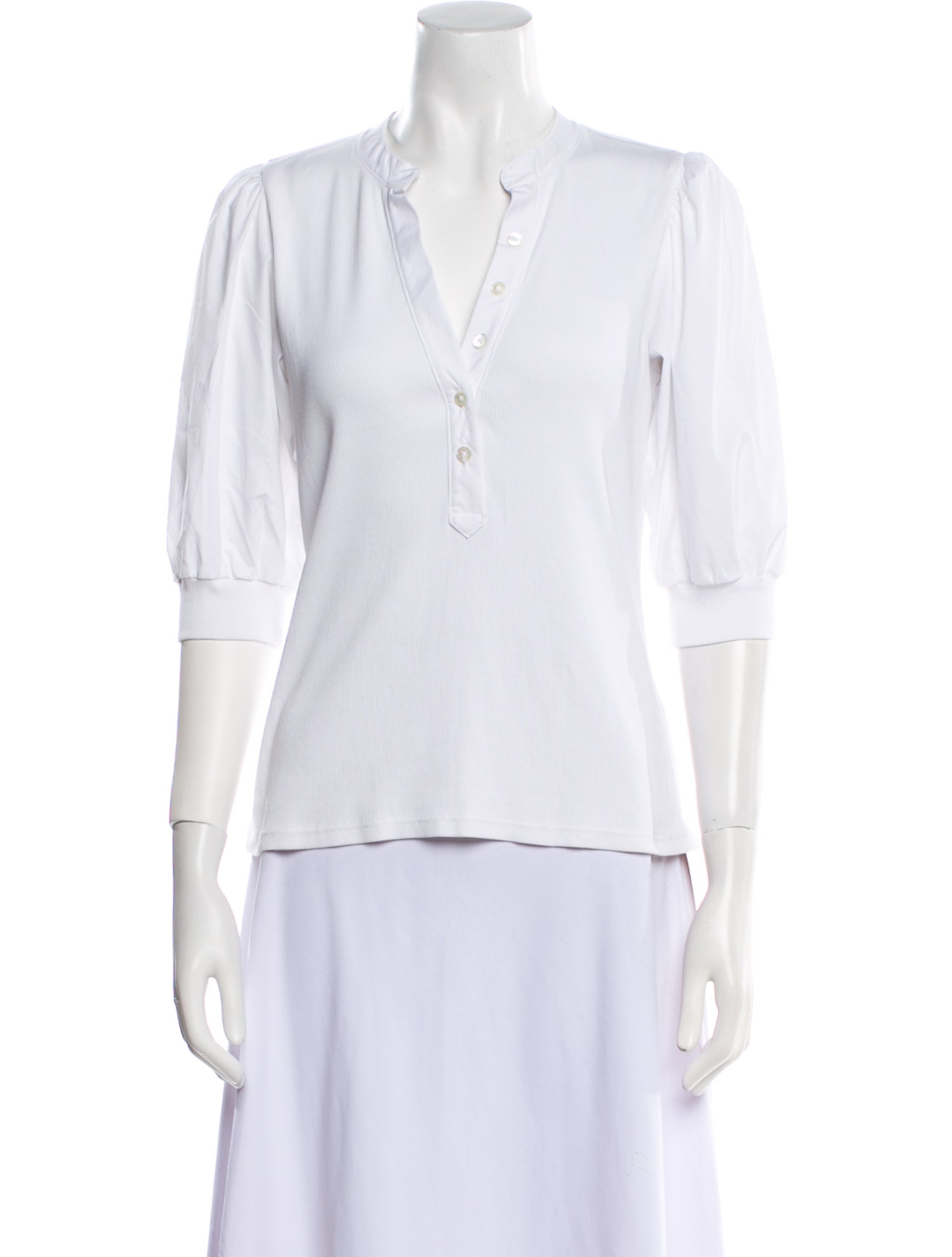 Veronica Beard V-Neck Three-Quarter Sleeve Polo