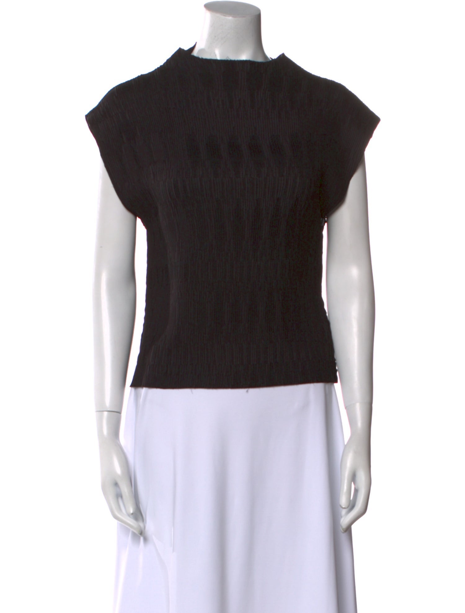 Veronica Beard Mock Neck Short Sleeve Top