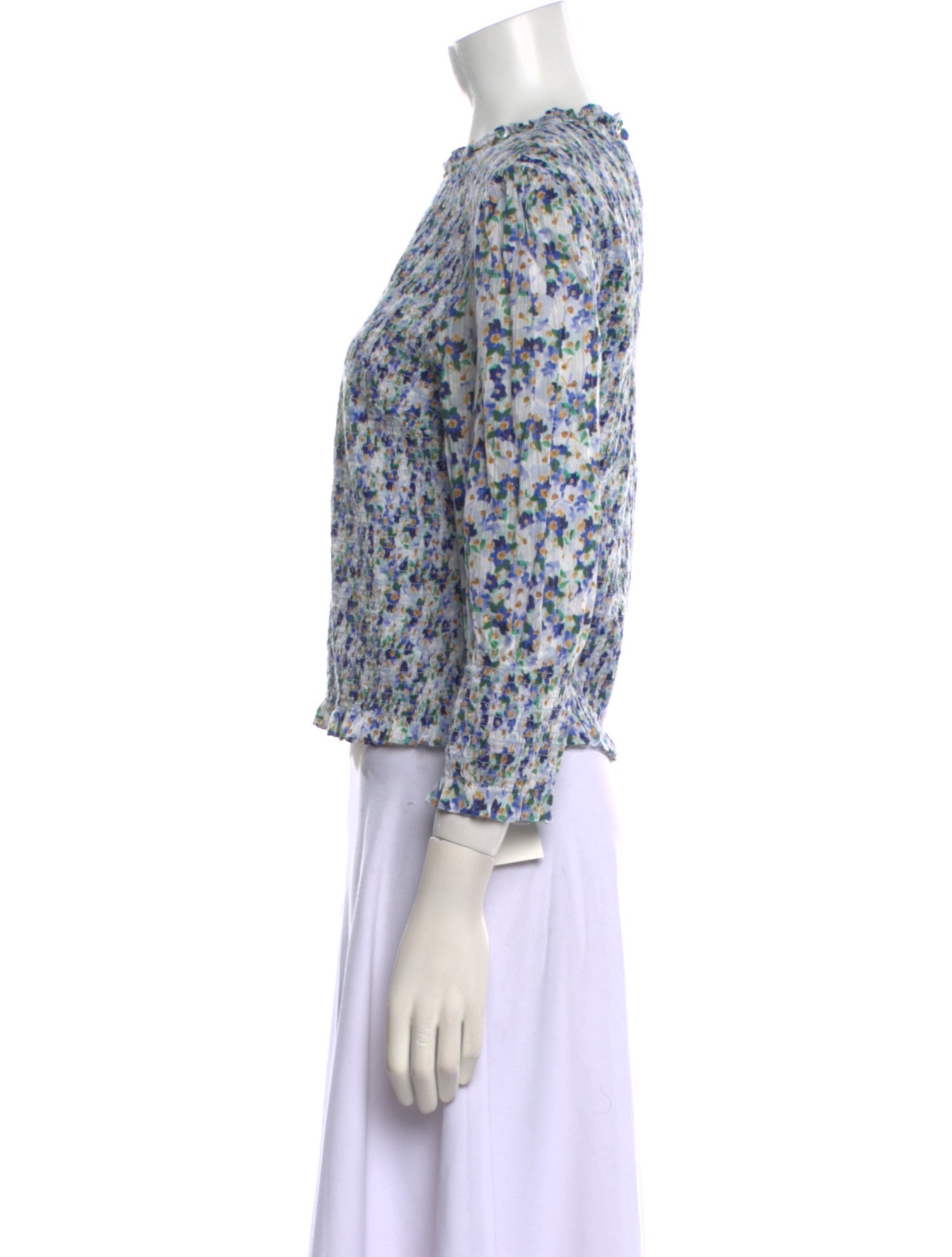 Veronica Beard Floral Print Crew Neck Blouse