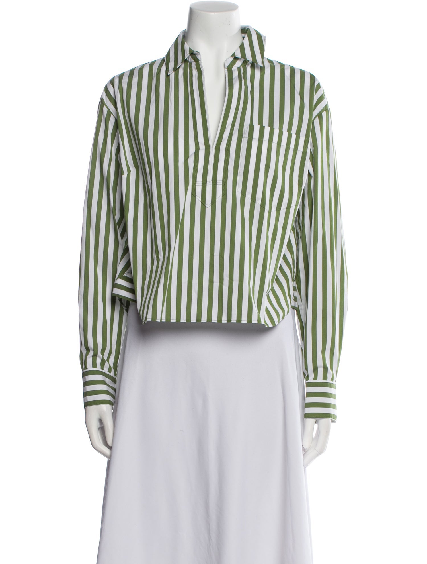 Veronica Beard Striped V-Neck Crop Top