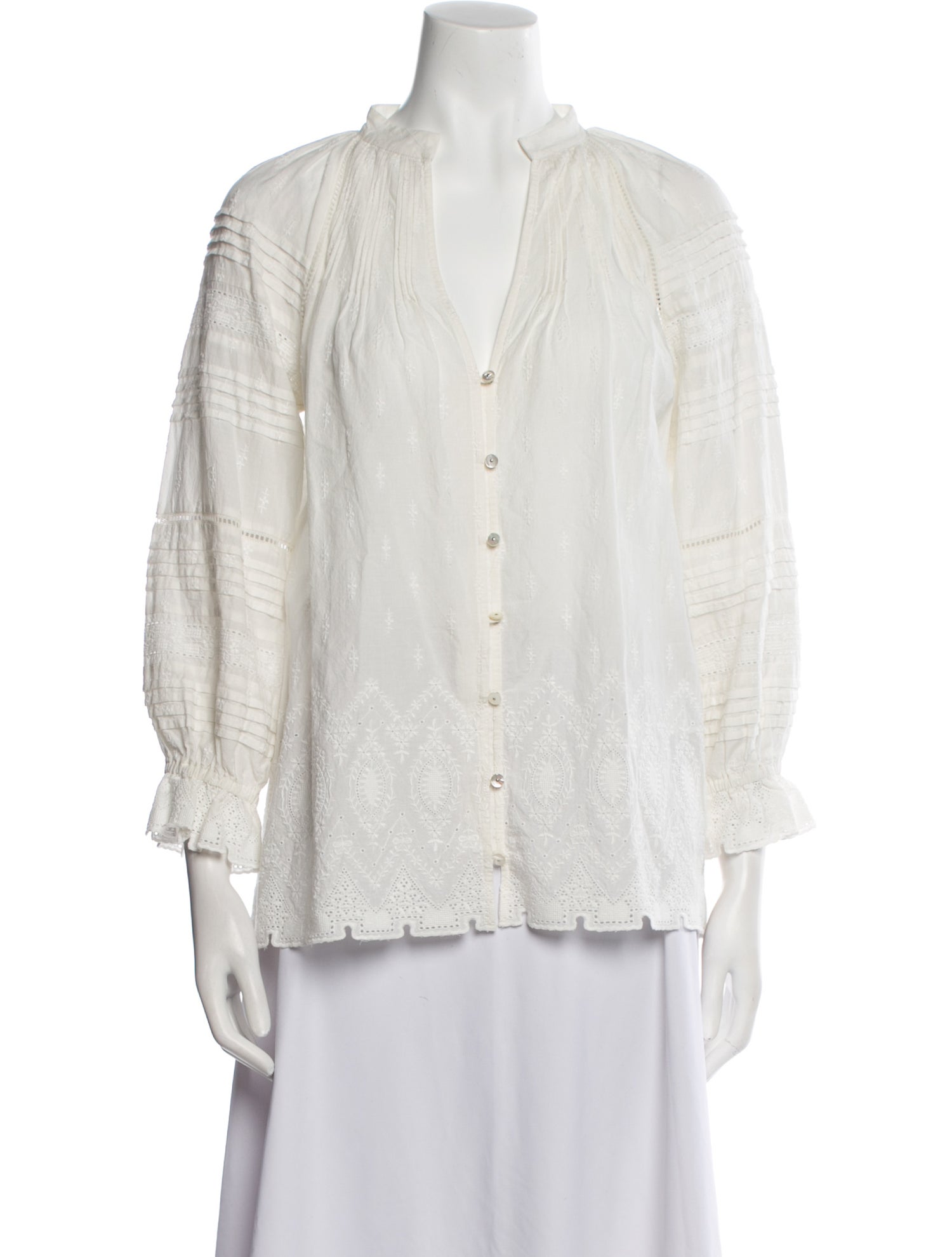Veronica Beard V-Neck Three-Quarter Sleeve Blouse