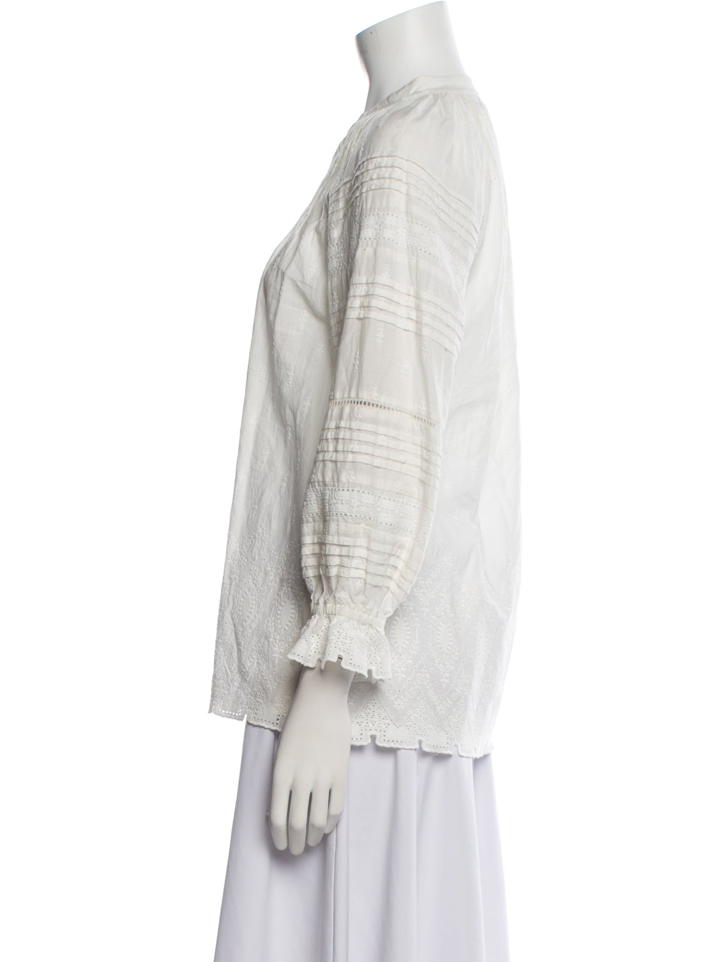 Veronica Beard V-Neck Three-Quarter Sleeve Blouse