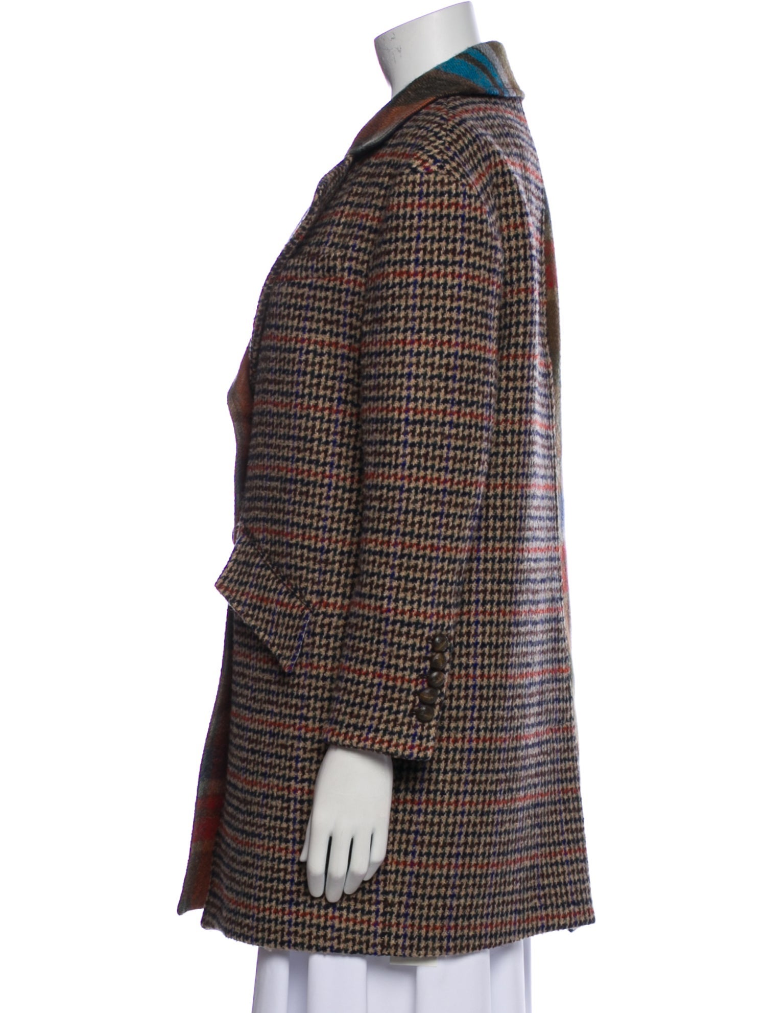 Veronica Beard Virgin Wool Plaid Print Coat