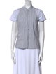 Veronica Beard Striped Short Sleeve Button-Up Top