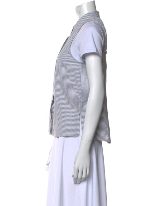 Veronica Beard Striped Short Sleeve Button-Up Top