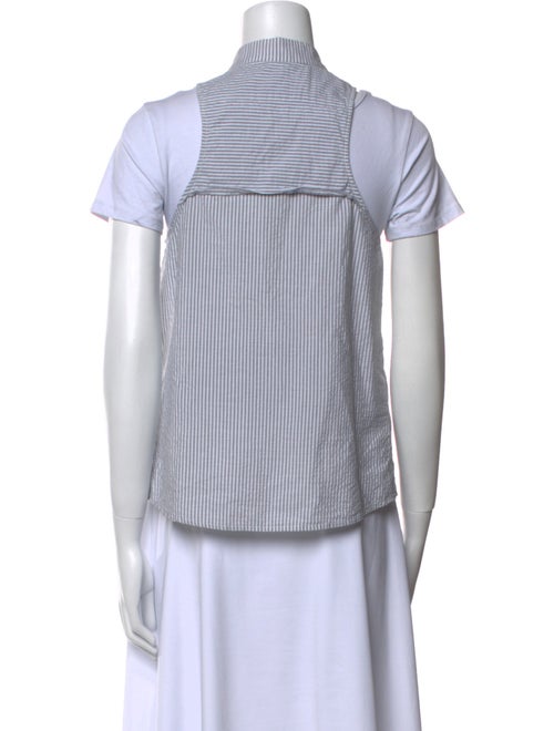 Veronica Beard Striped Short Sleeve Button-Up Top