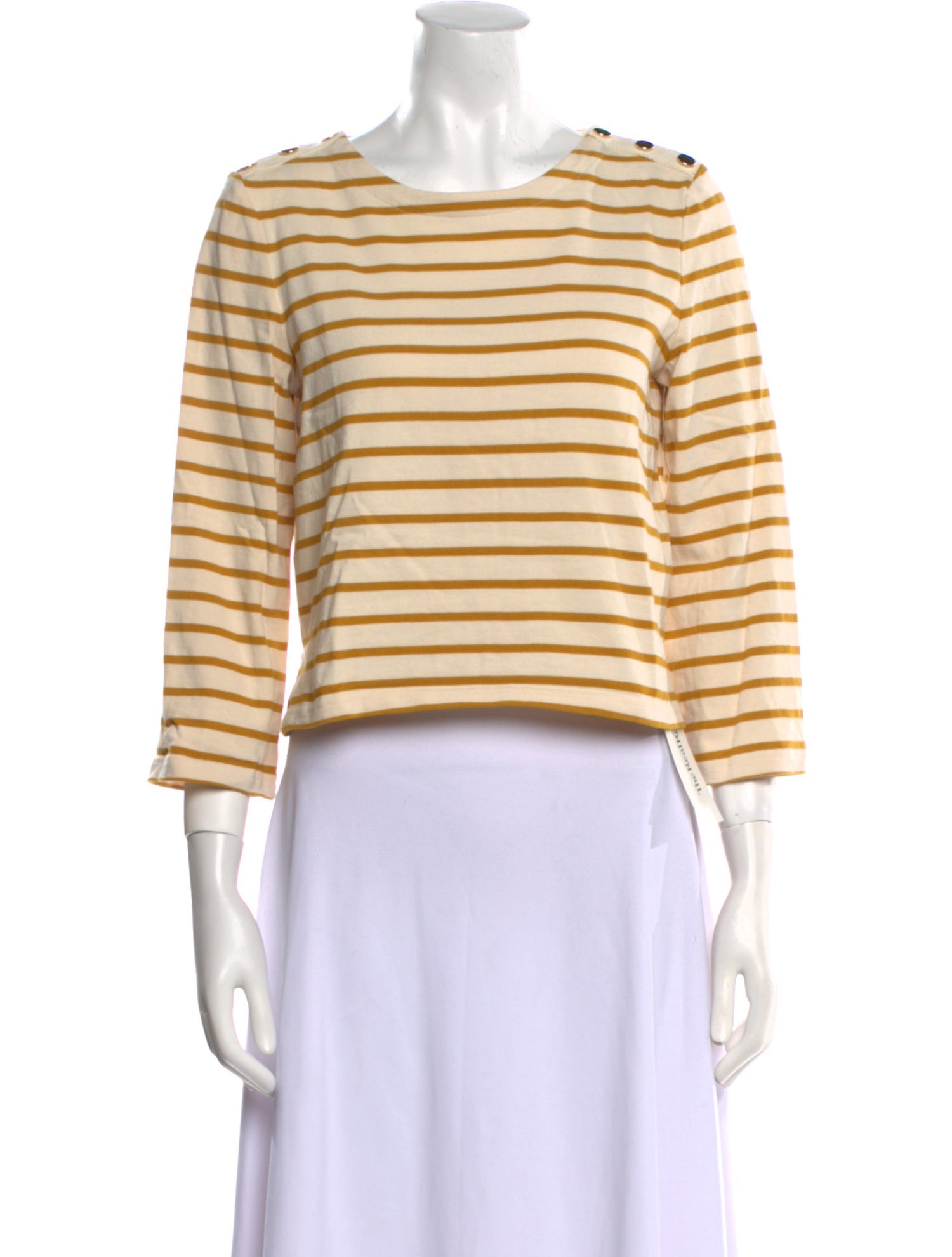 Veronica Beard Striped Bateau Neckline Crop Top