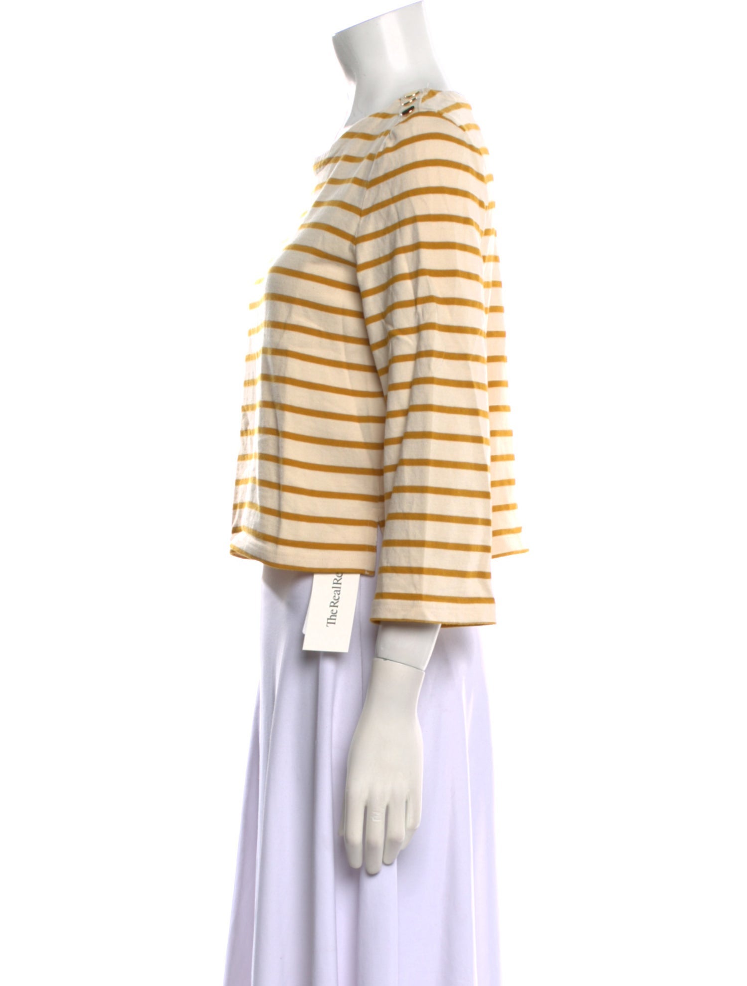 Veronica Beard Striped Bateau Neckline Crop Top