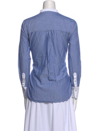 Veronica Beard Mock Neck Long Sleeve Button-Up Top