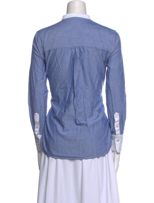 Veronica Beard Mock Neck Long Sleeve Button-Up Top